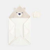 Unisex white bath cape with fabric wipes