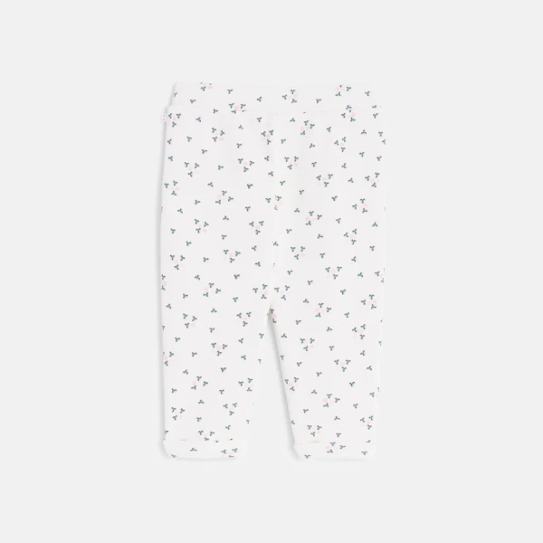 Baby girl's white floral fleece trousers