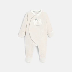 Unisex grey panda velvet sleepsuit