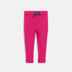 Legging maille côtelée rose bébé fille