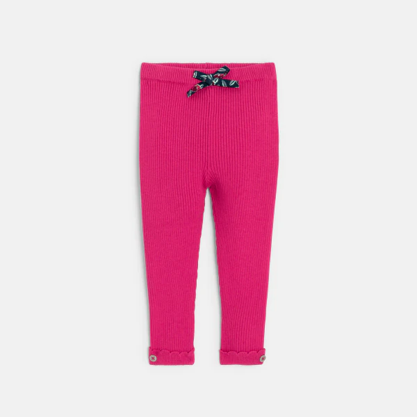 Legging maille côtelée rose bébé fille