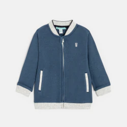 Baby boy's blue zipped soft fleece baseball jacket