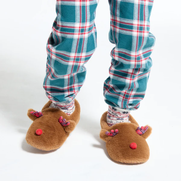 Boys faux faur reindeer slippers