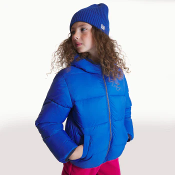 Boys' plain blue short padded jacket