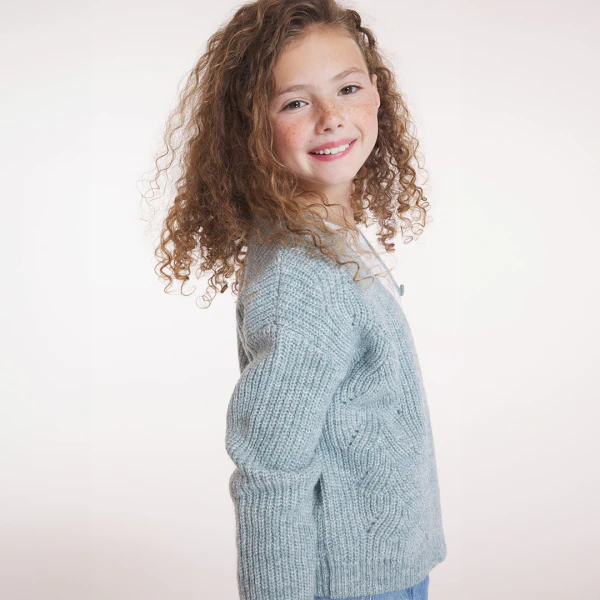 Girls' green V-neck cardigan