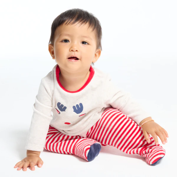 Baby boys' red reindeer fleece pyjamas