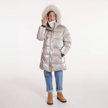 Girls long golden water-repellent down jacket