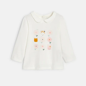 Baby girl's white Peter Pan collar T-shirt