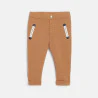 Baby boy's brown decorative rib knit pull-on trousers