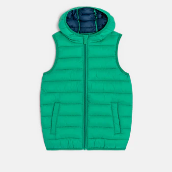 Boy's green lightweight sleeveless down jacket