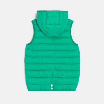 Boy's green lightweight sleeveless down jacket