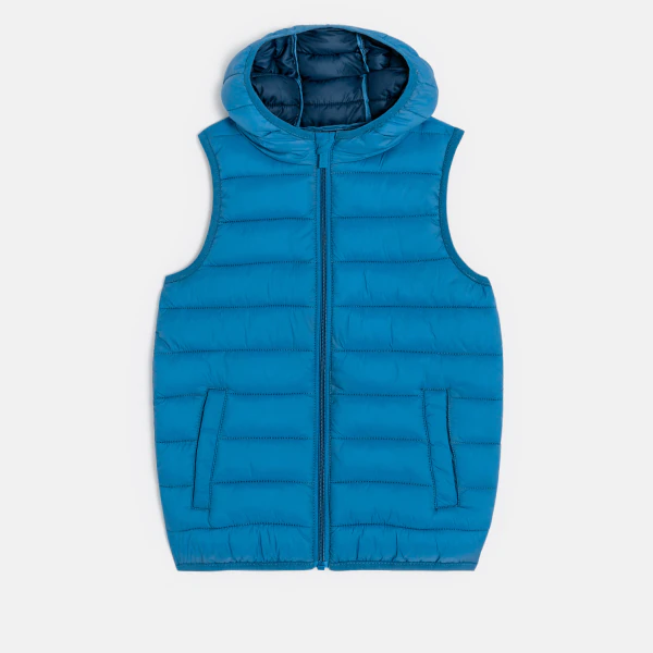 Boy's blue lightweight sleeveless down jacket