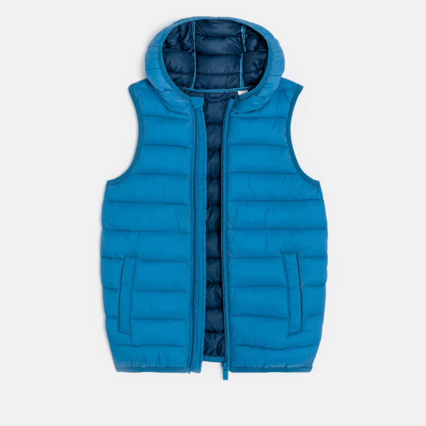 Boy's blue lightweight sleeveless down jacket