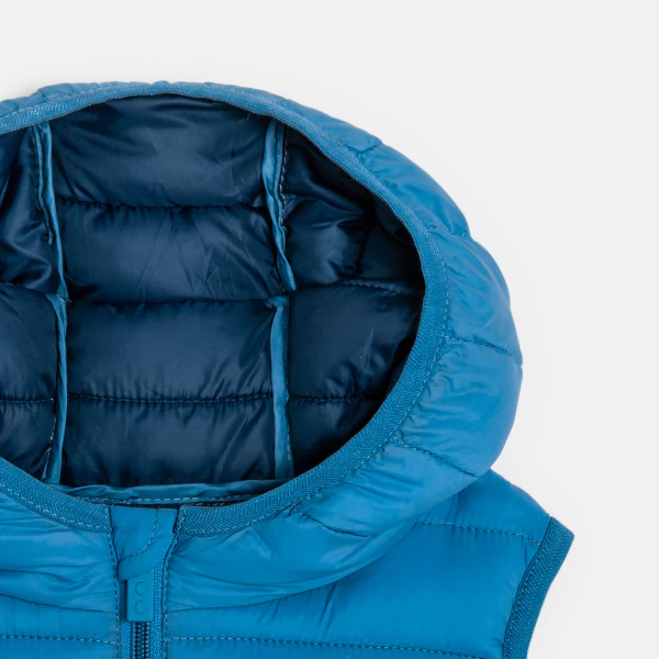 Boy's blue lightweight sleeveless down jacket