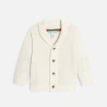 Baby boy's white knitted button-up cardigan