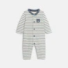 Baby boy's blue striped fleece sleepsuit