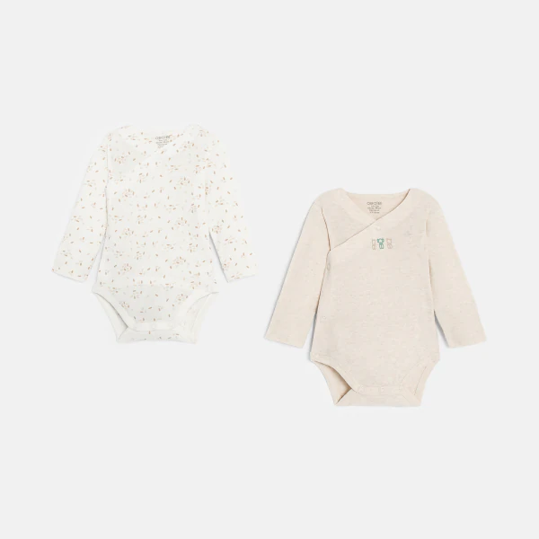 Newborn pink bodysuit with size extender (set of 2)