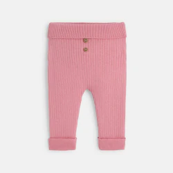 Newborn pink rib knit trousers