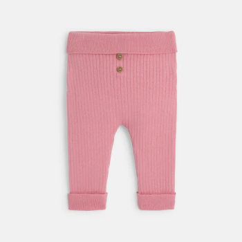 Newborn pink rib knit trousers