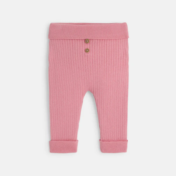 Newborn pink rib knit trousers