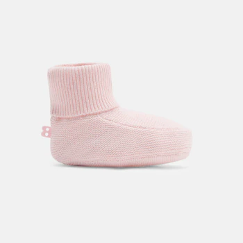 Newborn pink knitted booties