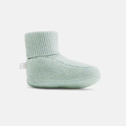 Newborn green knitted booties