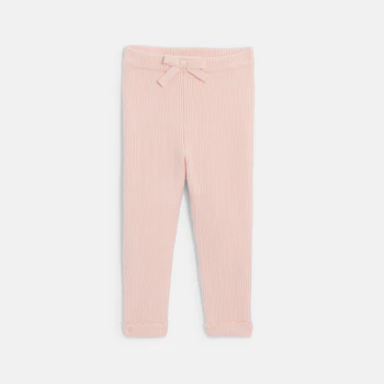 Baby girl's pink knitted leggings