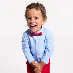 Baby boyu2019s blue cotton roll-up sleeve shirt