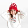 Unisex red jacquard hat and snood set