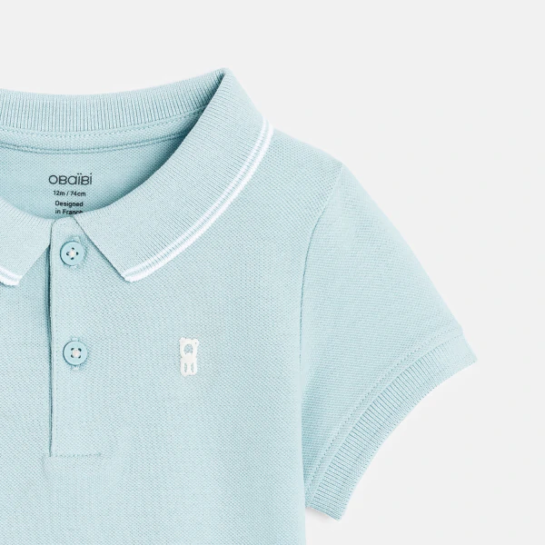 Baby boy's plain sky blue piqué polo shirt