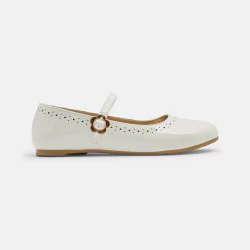 Girl's elegant white patent ballerina flats