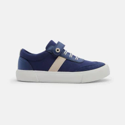 Boy's blue canvas Velcro low-top trainers