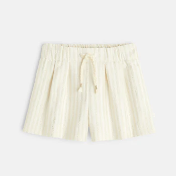 Baby girl's beige shiny striped shorts