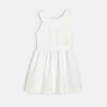 Girl's elegant white jacquard motif dress