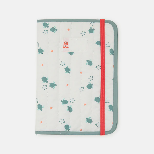 Newborn green tortoise print health book cover