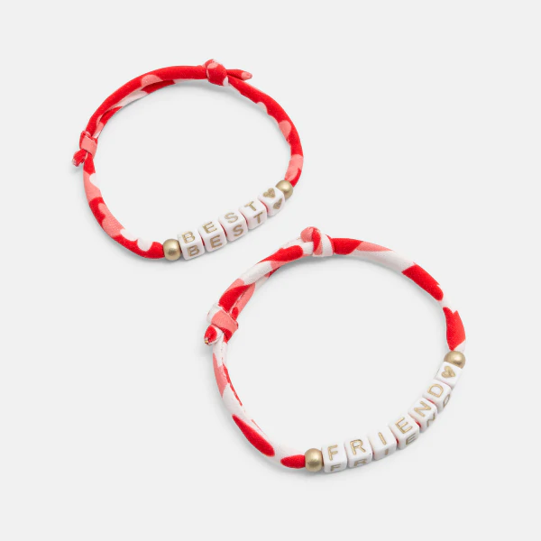 Girl's red "best friends" bracelet (set of 2)