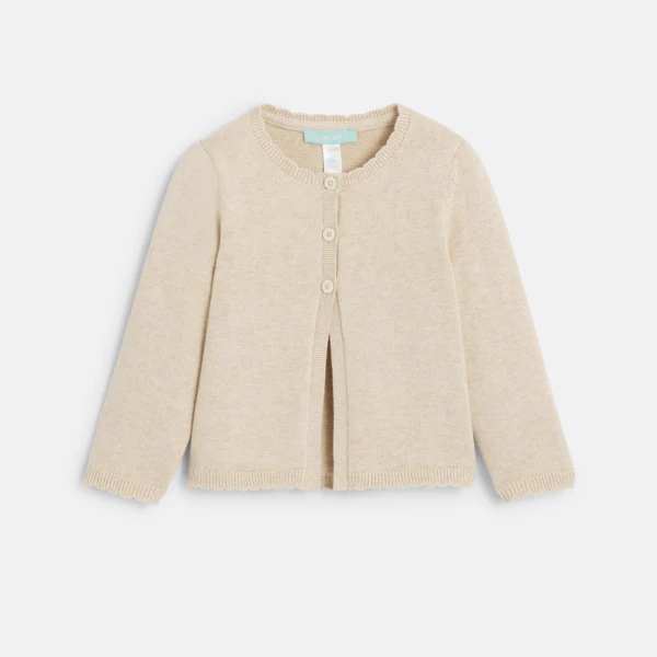 Baby girl's beige knitted cardigan