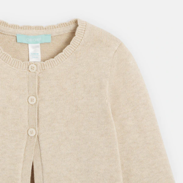 Baby girl's beige knitted cardigan