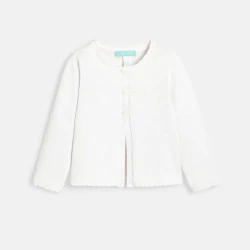 Baby girl's white knitted cardigan