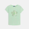 Girl's green sequinned T-shirt with short sleeves