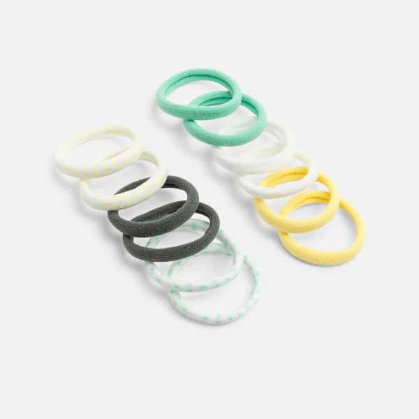 Girl's fancy yellow foam hairbands (set of 12)