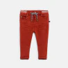 Baby boy's red denim-fabric jeans with elasticated waist