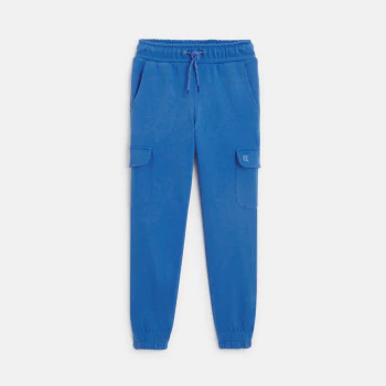 Boy's plain blue joggers with cargo pockets