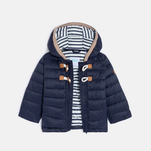 Baby boy's blue zip-up hooded down jacket