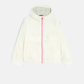 Girl's ecru hooded windbreaker