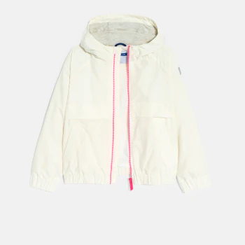 Girl's ecru hooded windbreaker