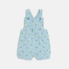 Baby girl's blue striped seersucker dungarees and bodysuit