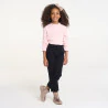 Girls' pink ribbed T-shirt with heart embroidery