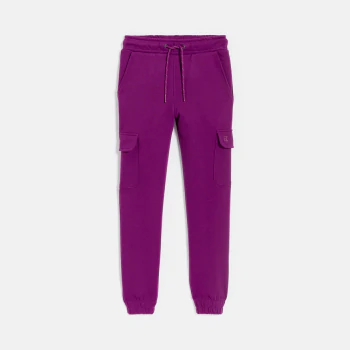 Girl's plain purple cargo joggers