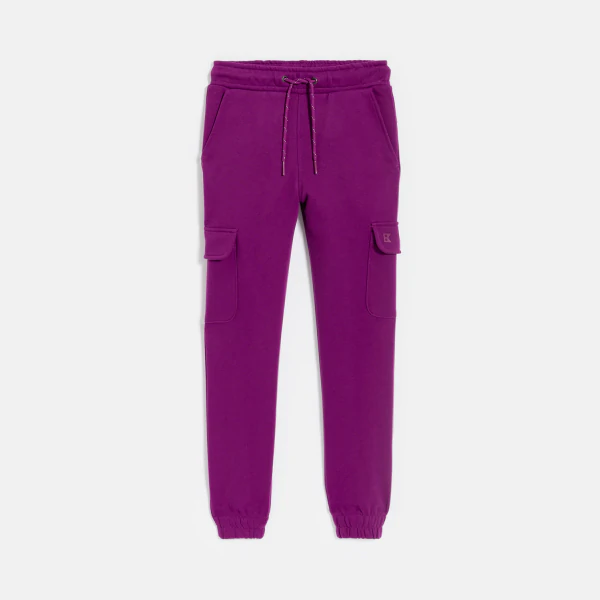 Girl's plain purple cargo joggers